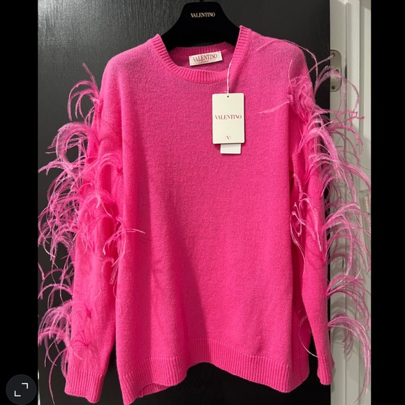 Valentino Sweaters - Valentino ostrich feather virgin wool sweater NWT